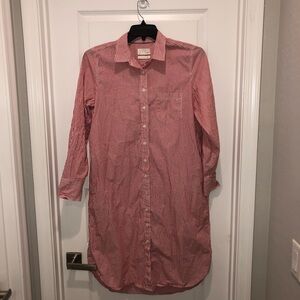 J. Crew Red Striped Button Down Cotton Dress Shirt Tunic Dress Shirtdress Sz 10